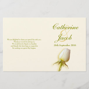 White rose bud wedding programme