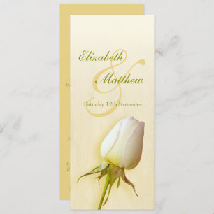 White rose bud wedding reception dinner menu invitation