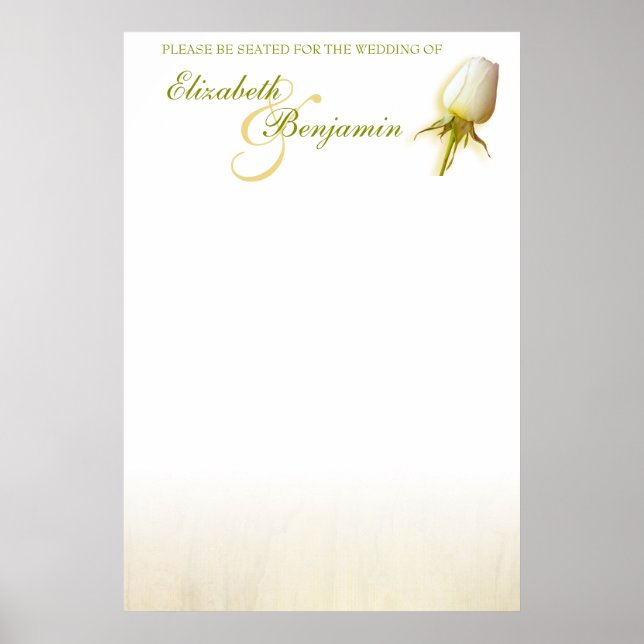 White Rose Bud Wedding Seating Table Planner blank Poster (Front)