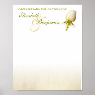 White Rose Bud Wedding Seating Table Planner blank Poster