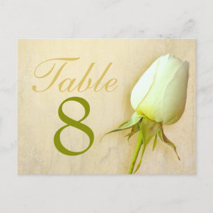 White rose bud wedding table number 1-9 postcard