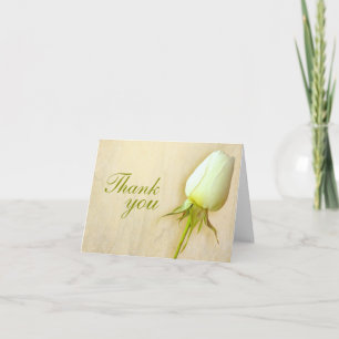 White rose bud wedding thank you card landscape