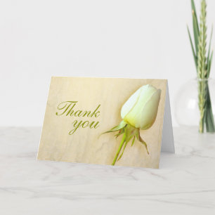 White rose bud wedding thank you card landscape