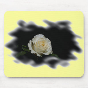 White Rose Burned Edges Mouse Mat