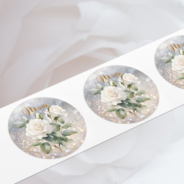 White Rose Classic Round Sticker (Creator Uploaded)