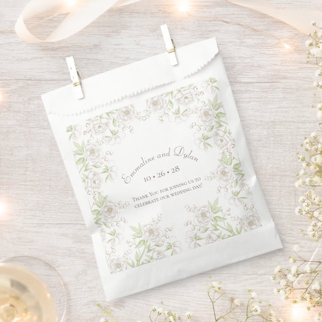 White Rose Classic Wedding Favour Bags (Clipped)