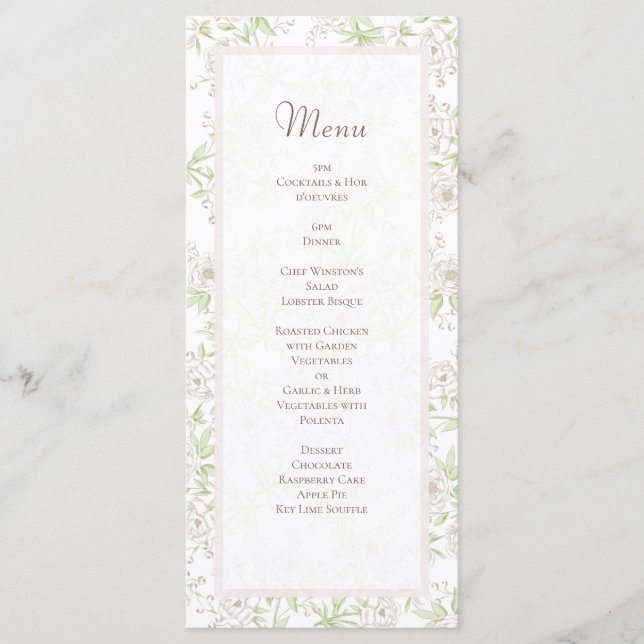 White Rose Classic Wedding Menus (Front)