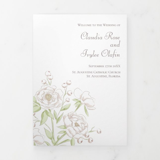 White Rose Classic Wedding Programs Tri-Fold Programme (Cover)