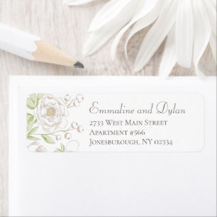 White Rose Classic Wedding Return Address Labels