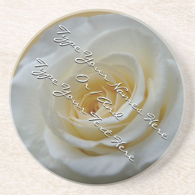 White Rose Coasters Personalised Rose Decor (Front)