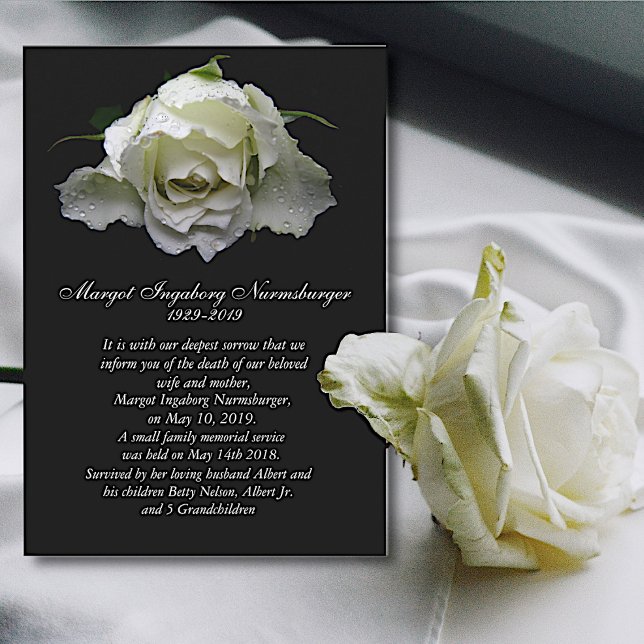 White Rose Death Announcement Card (Creator Uploaded)