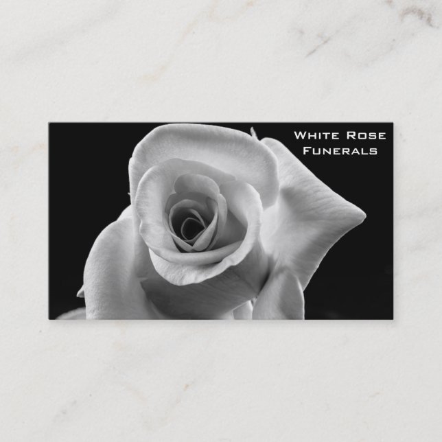 White Rose design funeral services business Business Card (Front)