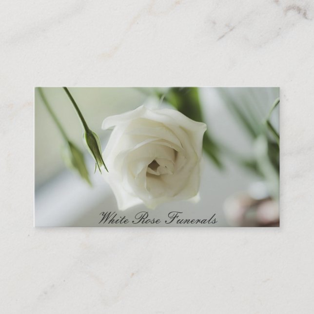 White Rose design funeral services business Business Card (Front)