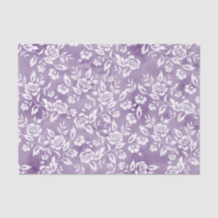 White Rose Design on Purple Background Tissue Paper