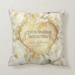 White Rose Elegance - 50th Wedding Anniversary Cushion<br><div class="desc">A  timeless symbol of love and passion. Customise the name and date text. Back of pillow has matching white rose pattern with text art saying Happily Ever After..</div>