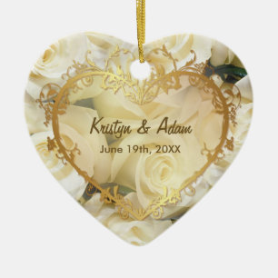 White Rose Elegance - Customise Ceramic Tree Decoration