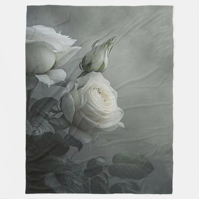 White Rose Fleece Blanket (Front)