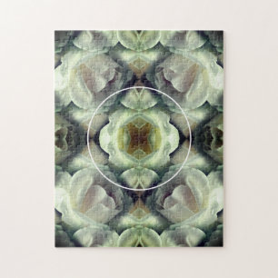 White Rose Floral Abstract Add Your Own Photo Jigsaw Puzzle