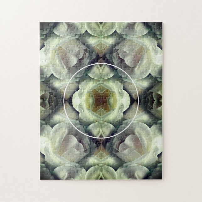 White Rose Floral Abstract Add Your Own Photo Jigsaw Puzzle (Vertical)