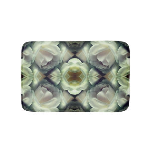 White Rose Floral Abstract Art  Bath Mat
