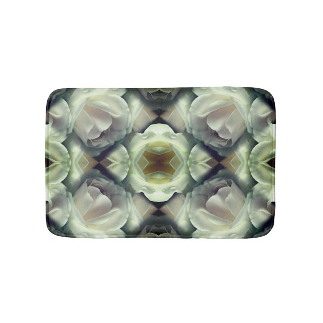 White Rose Floral Abstract Art  Bath Mat (Front)