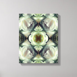 White Rose Floral Abstract Art Canvas Print