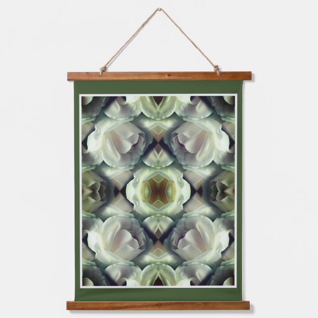 White Rose Floral Abstract Art  Hanging Tapestry (Front)