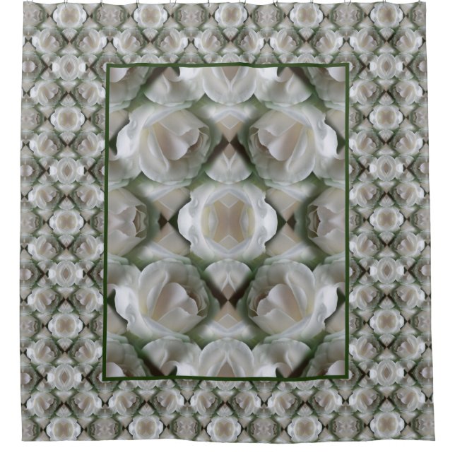 White Rose Floral Abstract Art  Shower Curtain (Front)