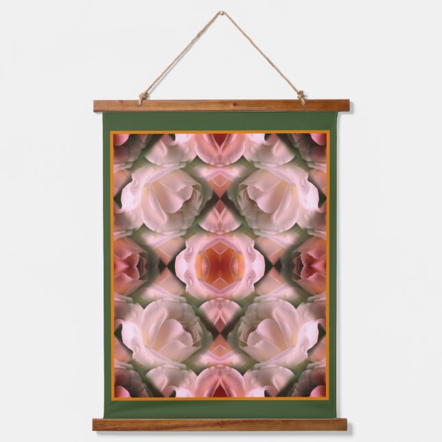 White Rose Floral Abstract Art Tinted Hanging Tapestry (Front)