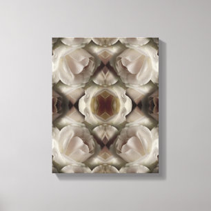 White Rose Floral Abstract Art Vintage Canvas Print