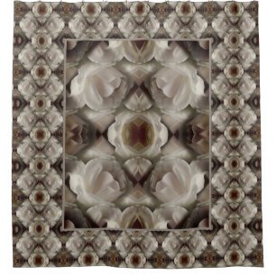 White Rose Floral Abstract Art Vintage Shower Curtain