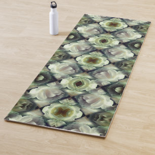 White Rose Floral Abstract Art  Yoga Mat