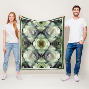 White Rose Floral Abstract Pattern Fleece Blanket