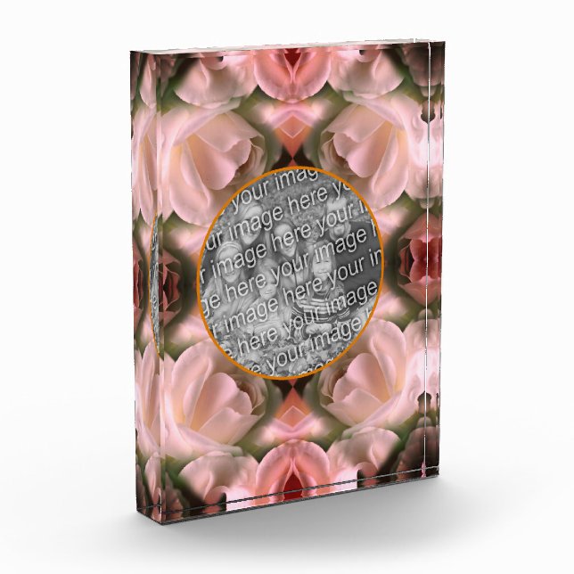 White Rose Floral Abstract Tinted Add Your  Photo Block (Left)