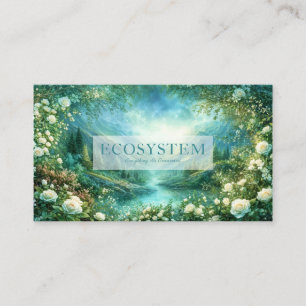 White Rose Floral and Glowing Green River Valley Business Card