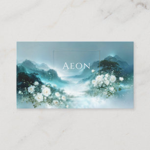 White Rose Floral and Misty Mountain Valley Clean  Business Card