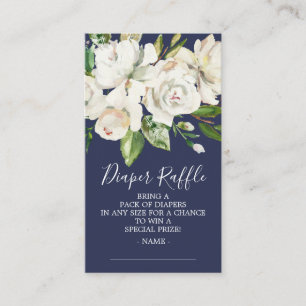 White Rose Floral Baby Shower Diaper Raffle Ticket Enclosure Card