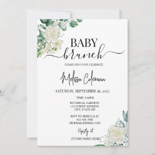 White Rose Floral Baby Shower Invitation