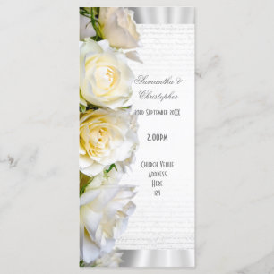 White rose floral church wedding program programme