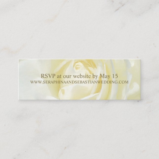 White Rose Floral Gold Wedding Website Cards Mini (Front)