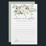 White Rose Floral Greenery Advice and Wishes Card<br><div class="desc">A beautiful white rose floral border tops this Advice and Wishes card. If you need more matching products please message me.</div>