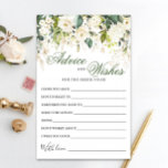 White Rose Floral Greenery Well Wishes Advice Card<br><div class="desc">White Rose Floral Greenery Well Wishes Advice Card.
Personalise with the bride to be's name and date of shower. 
For further customisation,  please click the "customise further" link. If you need help,  contact me please.</div>
