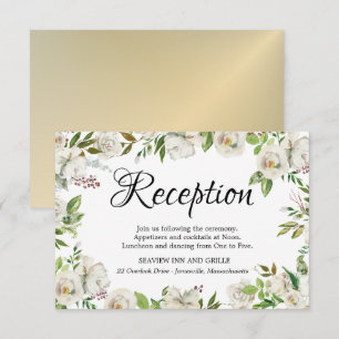 White Rose Floral Reception Card