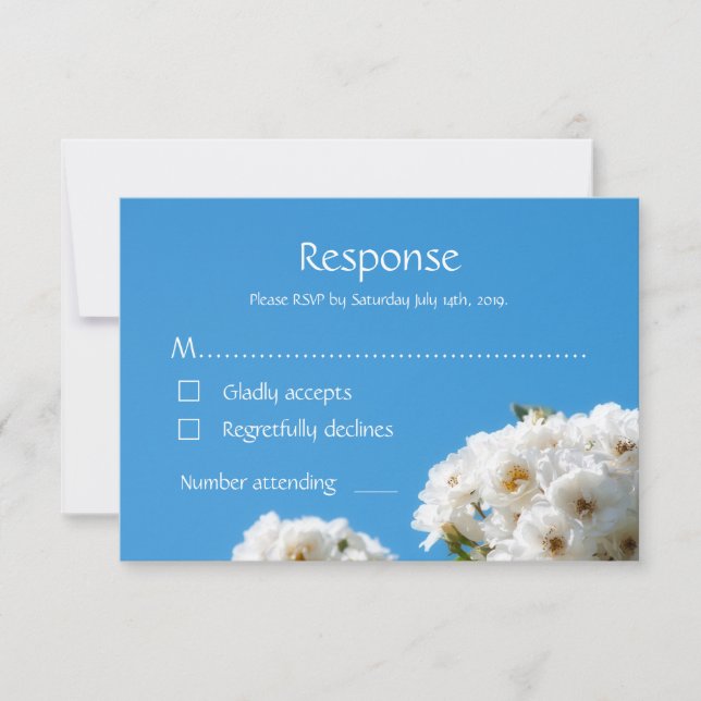 White rose floral RSVP card (Front)
