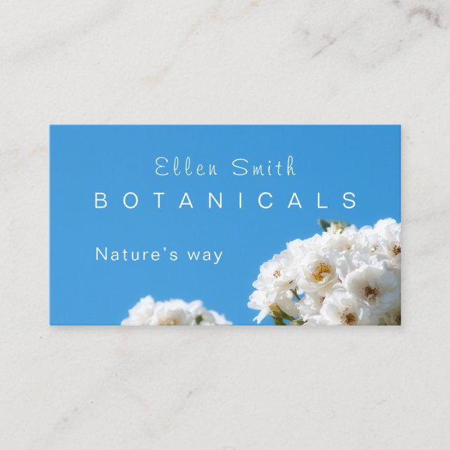 White rose floral US business card (Front)