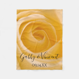 White Rose Floral Wedding Fleece Blanket