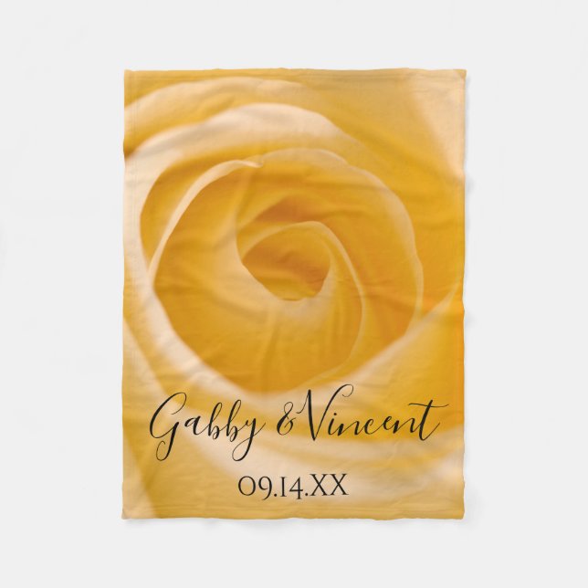 White Rose Floral Wedding Fleece Blanket (Front)