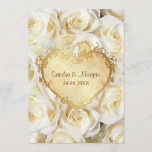 White Rose Floral Wedding Invitation