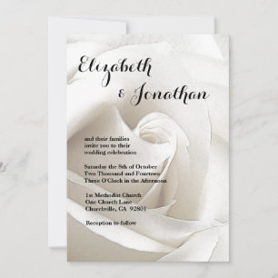 White Rose Floral Wedding Invitation