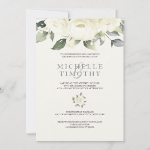 White Rose Floral Wedding Invitations